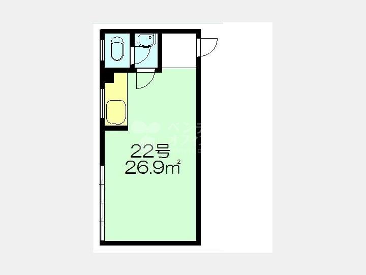 ２２号室間取図【岡ビル】