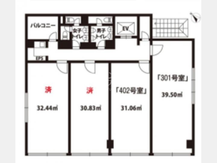 オフィス間取り【デニス赤坂　301号室】